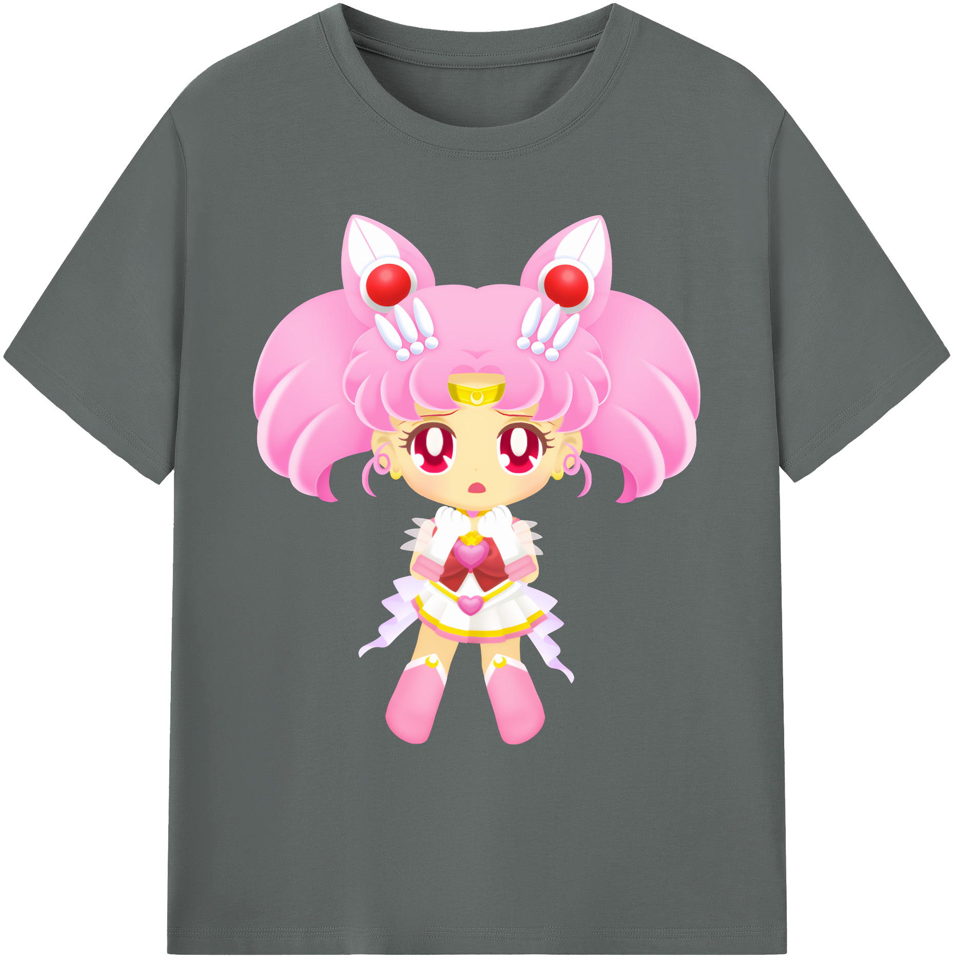 （画像用） 美少女戦士セーラームーン ちびうさ Sailor Moon Chibiusa Tsukino Usagi Small Lady Serenity 綿100％ メンズ半袖Tシャツ｜肌触りやわらか＆通気性